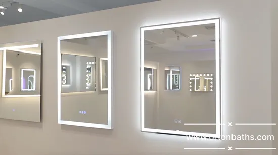 Ortonbath 곡선 코너 직사각형 LED 거울 프레임리스 욕실 LED 거울 조명 LED 전면 조명 백라이트 거울 화장대 거울 밝기 조절 가능